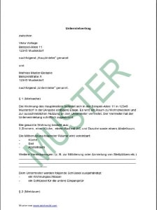 Untermietvertrag gewerbe muster kostenlos download