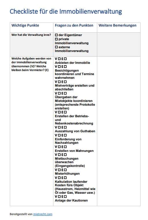 Checkliste Verwaltung