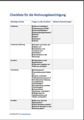 Checkliste Hausbesichtigung