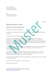 Muster: Mietminderung - alte Fenster