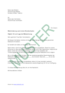 Muster: Mietminderung nach einem Brand