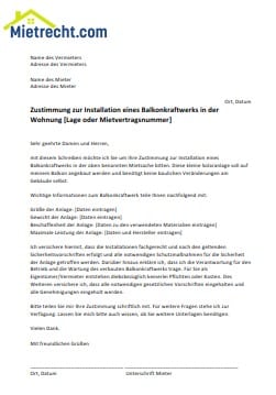 Muster Anfrage Balkonkraftwerk