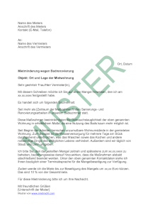 Muster: Mietminderung wegen Badrenovierung